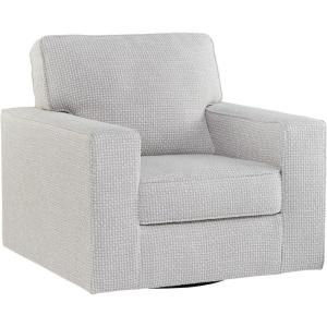 Signature Design by Ashley Olwenburg Casual Swivel Accent Chair with Track Arms, Metal Swivel Base and Removable Cushions, Beige(Beige)