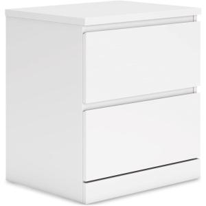 Signature Design by Ashley Onita Contemporary 2 Drawer Nightstand, 21.75″ Tall, White(White)