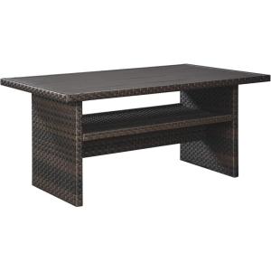 Signature Design by Ashley Outdoor Easy Isle Multi-Use Resin Wicker Patio Table, Dark Brown