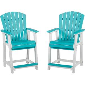 Signature Design by Ashley Outdoor Fairen Trail HDPE Patio Barstool, 2 Count, Black, Brown(Blue)