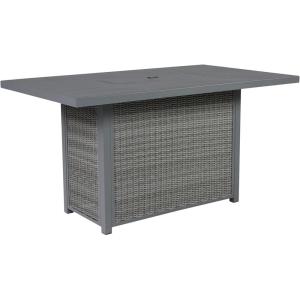 Signature Design by Ashley Outdoor Palazzo Rectangular Bar Table with Fire Pit, Gray