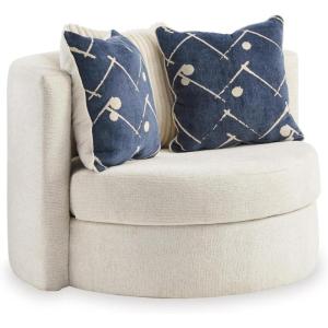 Signature Design by Ashley Padova Transitional Upholstered Swivel Accent Chair with 3 Throw Pillows, White