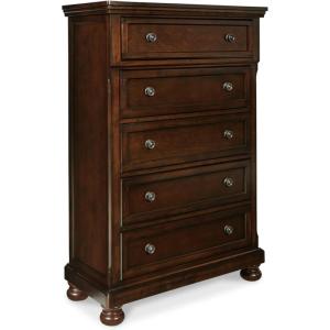 Signature Design by Ashley Porter Traditional 5 Drawer Chest of Drawers, Dark Brown(Dark Brown)