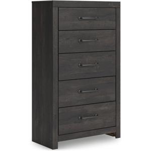 Signature Design by Ashley Porter Traditional 5 Drawer Chest of Drawers, Dark Brown(Dark Gray)
