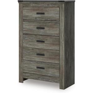 Signature Design by Ashley Porter Traditional 5 Drawer Chest of Drawers, Dark Brown(Grey)