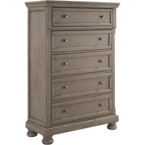 Signature Design by Ashley Porter Traditional 5 Drawer Chest of Drawers, Dark Brown(Light Gray)