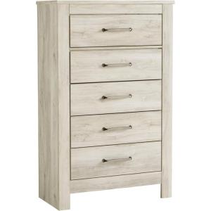 Signature Design by Ashley Porter Traditional 5 Drawer Chest of Drawers, Dark Brown(Whitewash)