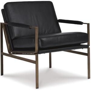 Signature Design by Ashley Puckman Mid-Century Modern Leather Accent Chair, Brown(Black)