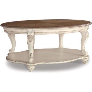 Signature Design by Ashley Realyn Casual Cottage Coffee Table, Antique White & Brown(Whitewash)