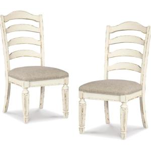Signature Design by Ashley Realyn Dining Room Upholstered Chair 2 Count, Antique White(White)