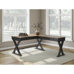 Signature Design by Ashley Realyn French Country 60″ Home Office Lift Top Desk with USB Charging, Chipped White(Brown/Black)