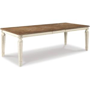 Signature Design by Ashley Realyn French Country Dining Extension Table, Seats up to 8, Chipped White(Rectangle)