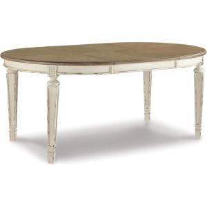Signature Design by Ashley Realyn French Country Oval Dining Room Extension Table, Chipped White(Whitewash)