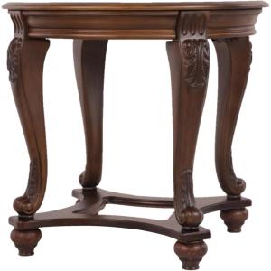 Signature Design by Ashley Realyn French Country Round End Table Two-Tone Accent Table – Chipped White(Brown)