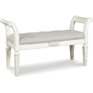 Signature Design by Ashley Realyn French Country Upholstered Tufted Accent Bench, Antique White(Raelyn)