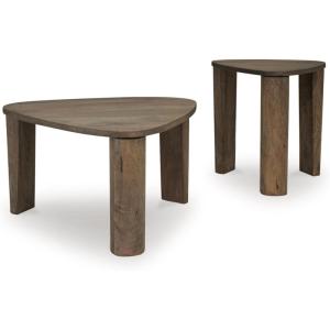 Signature Design by Ashley Reidport Farmhouse Nesting Accent Coffee Table with Tapered Legs, Set of 2, Dark Brown