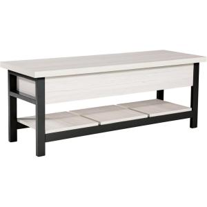 Signature Design by Ashley Rhyson Modern Storage Bench, Black & White(White)