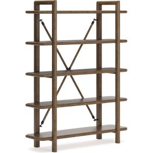 Signature Design by Ashley Roanhowe Contemporary 5-Tier 71″ Bookcase, Light Brown