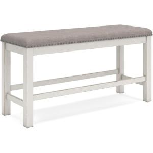 Signature Design by Ashley Robbinsdale 49″ Counter Height Dining Bench, Antique White(Antique White)