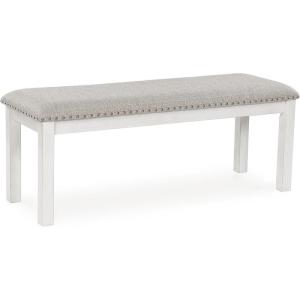 Signature Design by Ashley Robbinsdale 49″ Counter Height Dining Bench, Antique White(Light Gray & White)