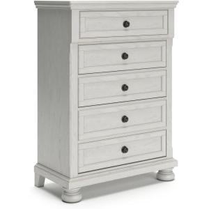 Signature Design by Ashley Robbinsdale Casual 5 Drawer Chest with Felt-Lined Upper Drawer, White(Whitewash)