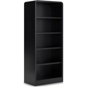Signature Design by Ashley Rowanbeck Modern Freestanding 5-Tier 72″ Bookcase with 3 Adjustable Shelves, Black