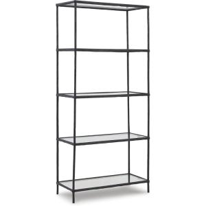 Signature Design by Ashley Ryandale Modern 5 Shelf Bookcase, Antique Brass Finish(Black)
