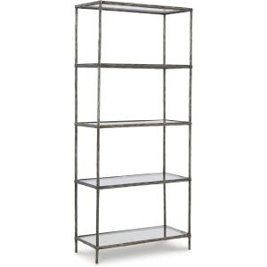 Signature Design by Ashley Ryandale Modern 5 Shelf Bookcase, Antique Brass Finish(Pewter)