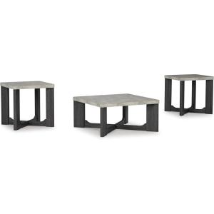 Signature Design by Ashley Sharstorm Modern Table Set with Faux Cement Melamine Tabletop, Set of 3, Light Gray & Gray