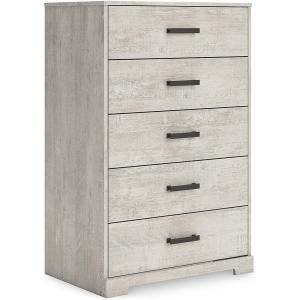 Signature Design by Ashley Shawburn Vintage 5 Drawer Chest with Safety Stop, Light Gray(5 Drawer Chest)
