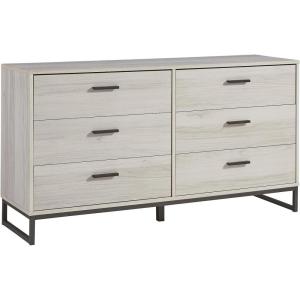 Signature Design by Ashley Socalle 6 Drawer 59″ Dresser, Beige(Natural/Black)