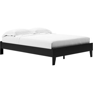 Signature Design by Ashley Socalle Casual Queen Platform Bed with Metal Slats, No Box Spring Needed, Black(Dark Brown)