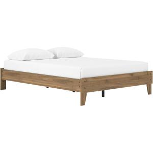 Signature Design by Ashley Socalle Casual Queen Platform Bed with Metal Slats, No Box Spring Needed, Black(Honey Brown)