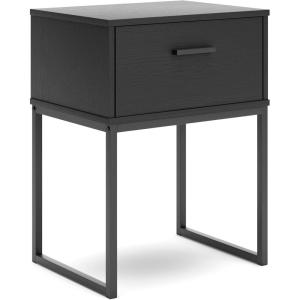 Signature Design by Ashley Socalle Modern 1 Drawer Nightstand with Metal Legs, 26.02″ Tall, Black(Black)