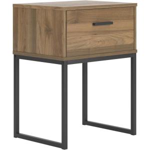 Signature Design by Ashley Socalle Modern 1 Drawer Nightstand with Metal Legs, 26.02″ Tall, Black(Brown)