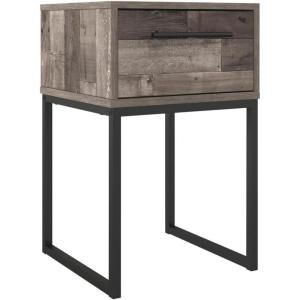 Signature Design by Ashley Socalle Modern 1 Drawer Nightstand with Metal Legs, 26.02″ Tall, Black(Grey)