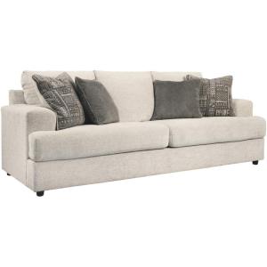 Signature Design by Ashley Soletren Contemporary Chenille Queen Sofa Sleeper with 4 Accent Pillows, Off-White(Cream)