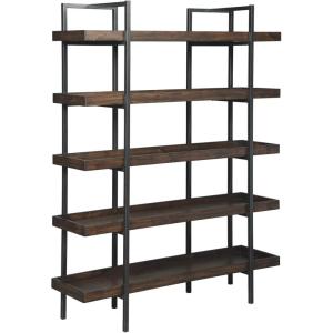 Signature Design by Ashley Starmore Urban Industrial 76″ Bookcase with 5 Fixed Shelves, Brown