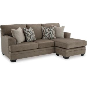 Signature Design by Ashley Stonemeade Casual Right-Arm Facing Sofa Chaise with 4 Toss Pillows, Light Brown(Dark Brown)