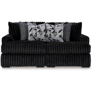 Signature Design by Ashley Stupendous Contemporary Upholstered Oversized Chaise with Cup Holders, USB Ports and 2 Toss Pillows, White(Black)
