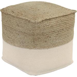 Signature Design by Ashley Sweed Valley Farmhouse Jute Braided Pouf, 17.5 x 20.25 inches, Natural & Black(White & Beige)