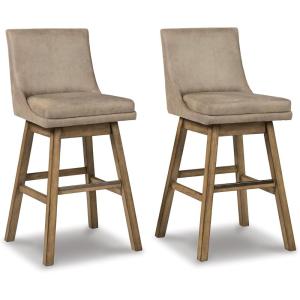 Signature Design by Ashley Tallenger Upholstered Counter Height Barstool, Set of 2, Beige(Beige)