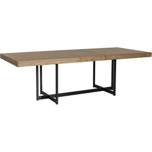 Signature Design by Ashley Tomtyn Casual Self Storing Leaf Dining Extension Table with Trestle Base, Light Brown