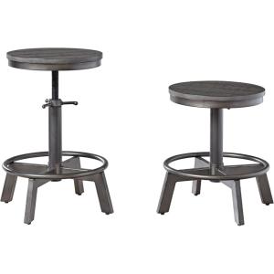 Signature Design by Ashley Torjin Industrial 24″ Adjustable Height Barstool, 2 Count, Brown(Grey)