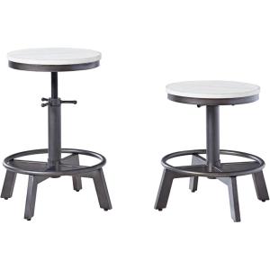 Signature Design by Ashley Torjin Industrial 24″ Adjustable Height Barstool, 2 Count, Brown(White)