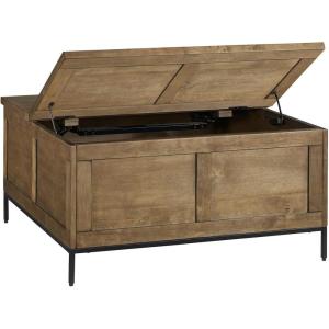 Signature Design by Ashley Torlanta Casual Lift-Top Coffee Table with Hinged Design and Storage, Light Brown & Black