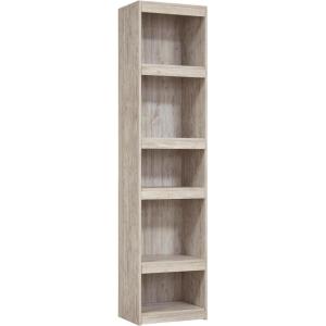 Signature Design by Ashley Trinell Rustic Entertainment Center Pier Bookcase with 3 Adjustable Shelves, Natural Brown(Whitewash)