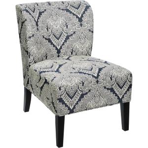 Signature Design by Ashley Triptis Floral Armless Accent Chair, White, Blue & Gray(Blue Medallion)