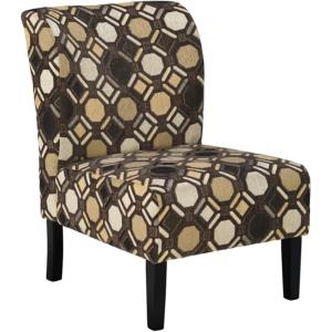 Signature Design by Ashley Triptis Floral Armless Accent Chair, White, Blue & Gray(Brown Geometric)