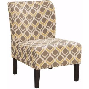 Signature Design by Ashley Triptis Floral Armless Accent Chair, White, Blue & Gray(Gunmetal)